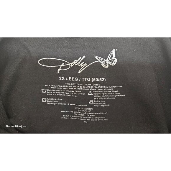 Dolly Parton Graphic T-Shirt 2X Plus Size Black Short Sleeve 100% Cotton - Picture 6 of 6